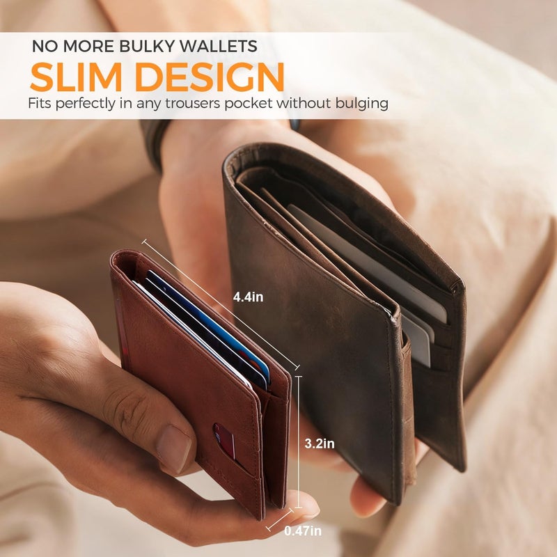 RUNBOX Slim Novelty Wallets for Men RFID Blocking 11 Card Holder Minimalist Small Leather Bifold Men's Front Pocket Wallet Gift Box - Image 4